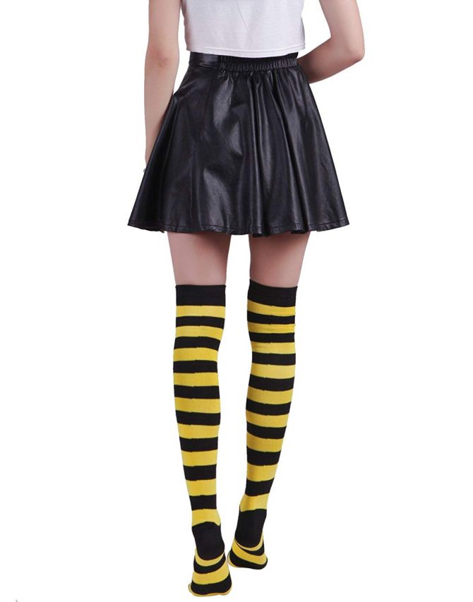 Medias de rayas negras y amarilla medias de estilo abejas - Imagen 2