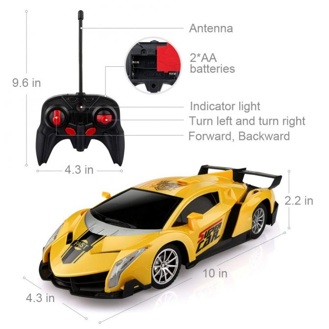 Super car deportivo amarillo - Control Remoto - Imagen 2