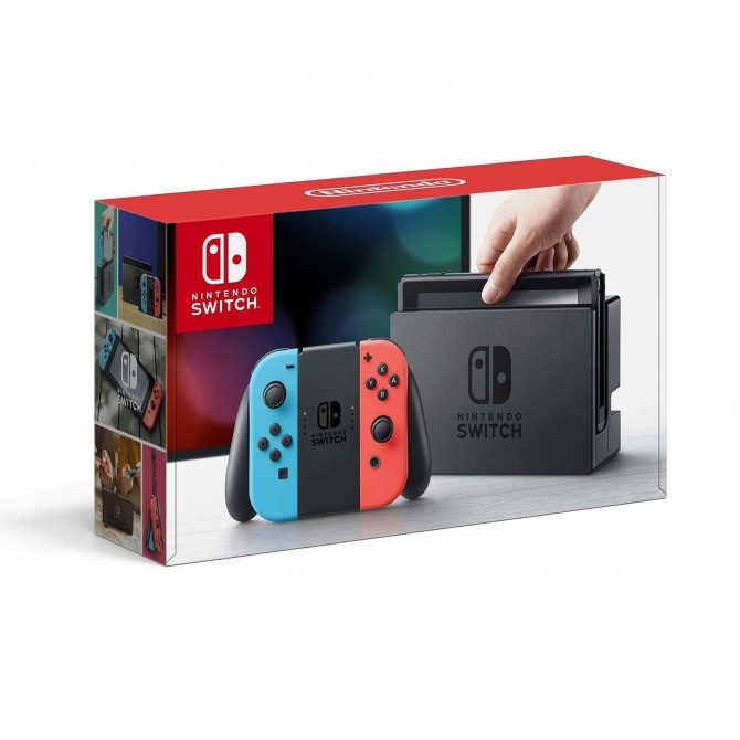 Nintendo Switch con Joy-Con azul neón y rojo neón